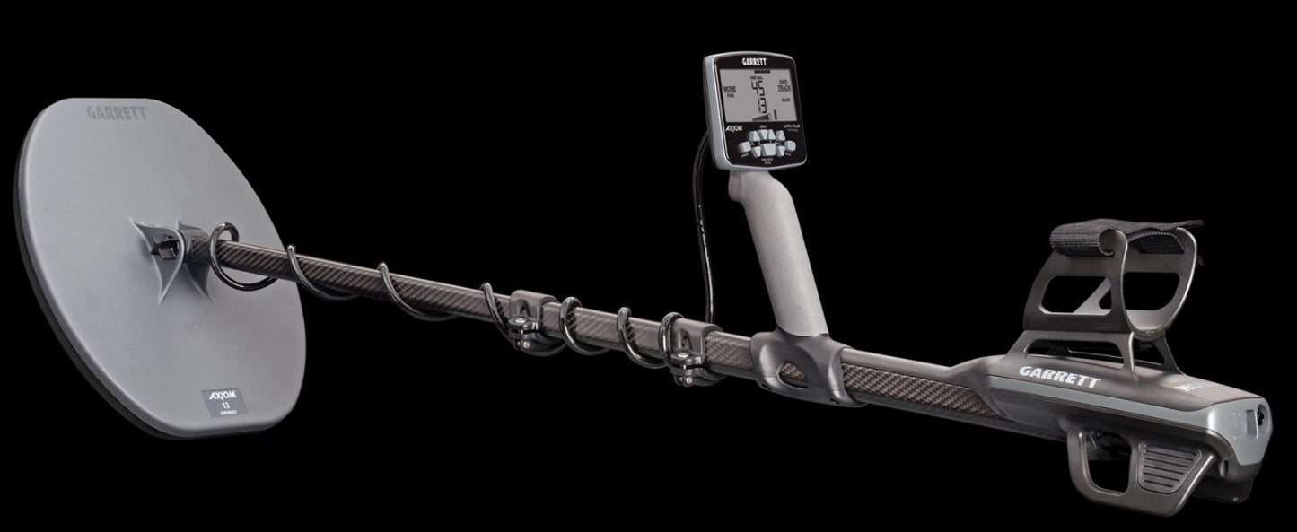 Garrett Axiom Metal Detector with 13"x11" DD-FC Coil, 11"x7" Mono Coil and MS-3 Headphones