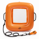 Orange sand sifter with mesh bottom and handle with lanyard