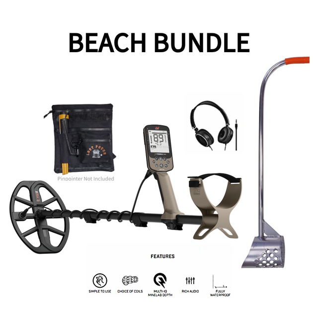 Minelab Elite Beach Bundle with scoop and pouch. METAL DETECTOR