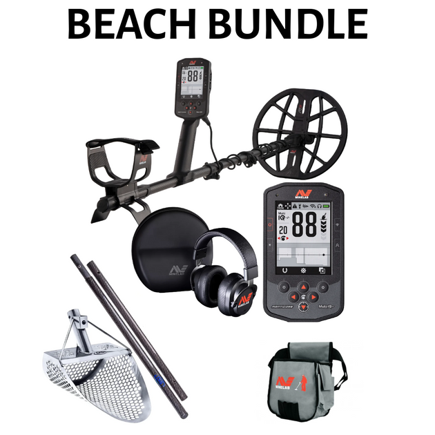 Minelab Manticore Beach Bundle including CKG beach scoop and 3K Carbon fiber pole and Minelab Pouch