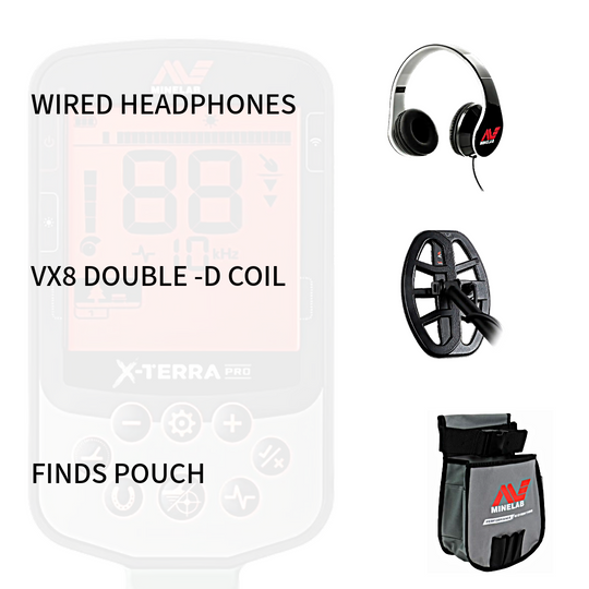 Metal detector with headphones, coil, and finds pouch Minelab Accessories 