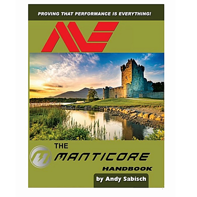 Book cover of 'The Manticore Handbook' by Andy Sabisch with a castle and landscape on the cover.