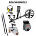 Metal detector with accessories on a white background, labeled 'Beach Bundle'.