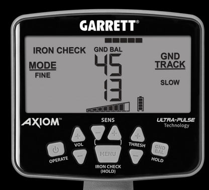 Garrett  Axiom Metal Detector with 13"x11" DD-FC Coil, 11"x7" Mono Coil and MS-3 Headphones