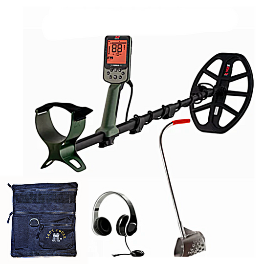 MInelab X-Terra Pro metal detector with accessories for starters on the beach