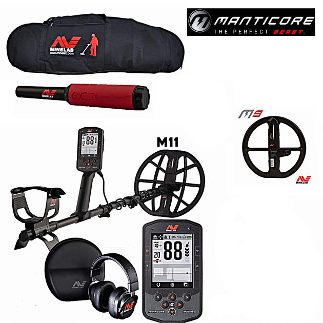 Minelab Manticore High Power Metal Detector 9" Coil, 11" Coil,  Pro-Find 40