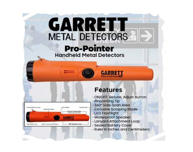 Garrett Pro-Pointer AT with holster. Fully Waterproof to 20 feet with orange color for added visibility underwater